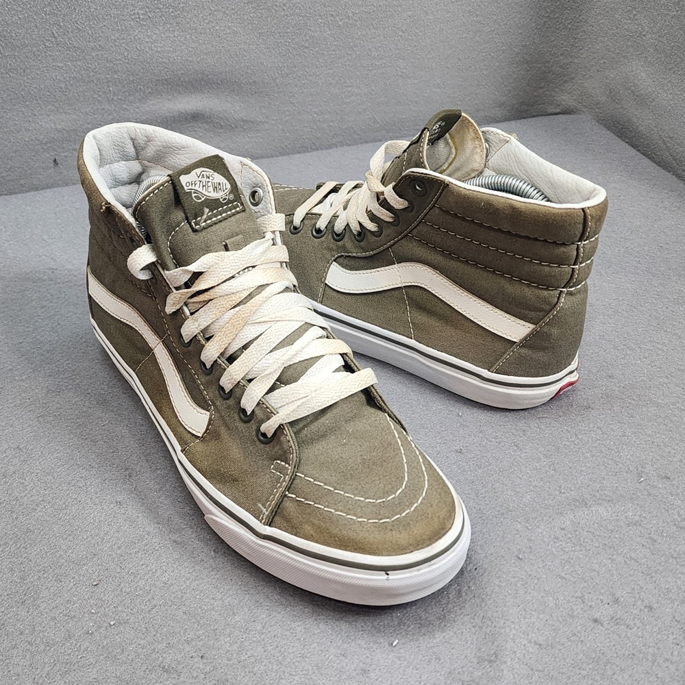 Vans Sk8-Hi High Top Sneakers Olive Green Canvas Men 8.5 Women 10